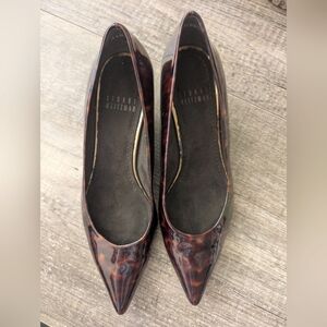 Stuart Weitzman Patent Leather Tortoise Shell Kitten Heel, Size 4.5 Women